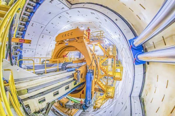 The Shenjiang 1 tunnel boring machine operates 106 meters below the seabed